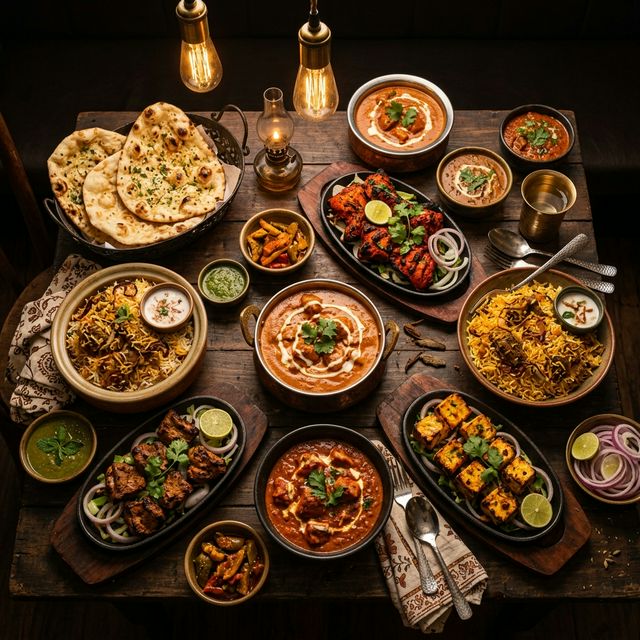 Indian feast spread